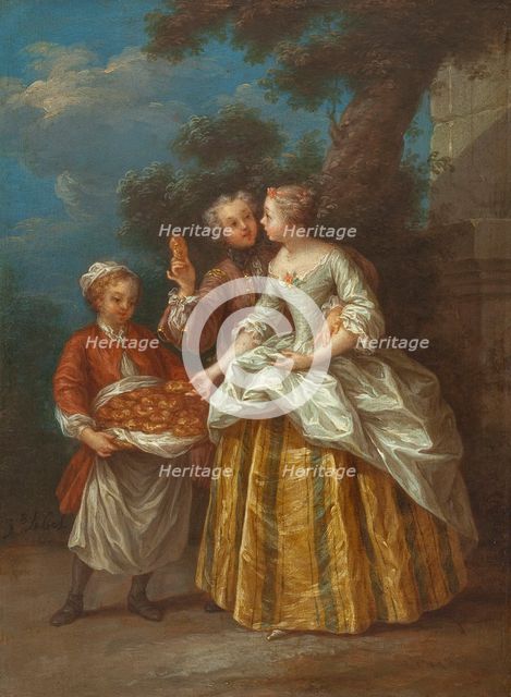 The merchant of 'échaudés' (boiled dough pastry), c1745. Creator: Jean-Baptiste Lebel.