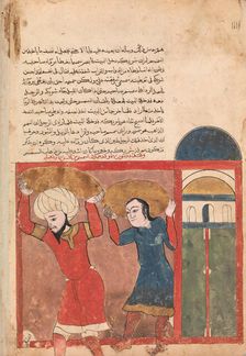 The Merchant and his Accomplice Carry Away Goods, Folio from a Kalila wa Dimna, 18th century. Creator: Unknown
