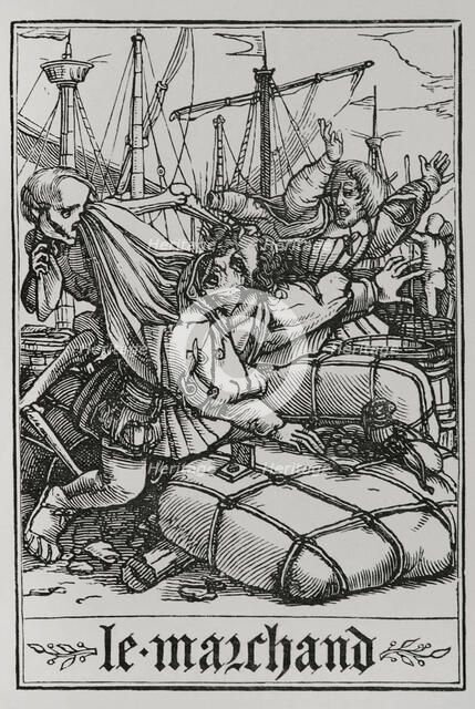 The Merchant from "The Dance of Death", 1538, (1877).  Creator: Unknown.