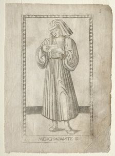 The Merchant (from the Tarocchi, series E: Conditions of Man, #4), before 1467. Creator: Master of the E-Series Tarocchi (Italian, 15th century)