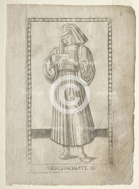 The Merchant (from the Tarocchi, series E: Conditions of Man, #4), before 1467. Creator: Master of the E-Series Tarocchi (Italian, 15th century).