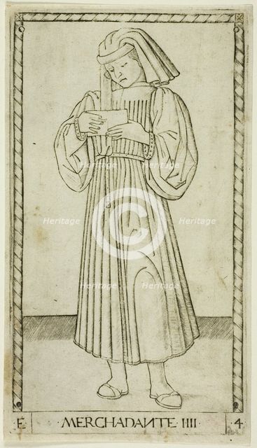 The Merchant, plate four from The Ranks and Conditions of Men, c.1465. Creator: Unknown.