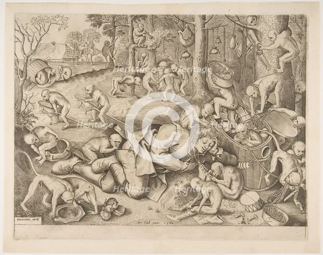 The Merchant Robbed by Monkeys, 1562. Creators: Pieter van der Heyden, Pieter Bruegel the Elder.