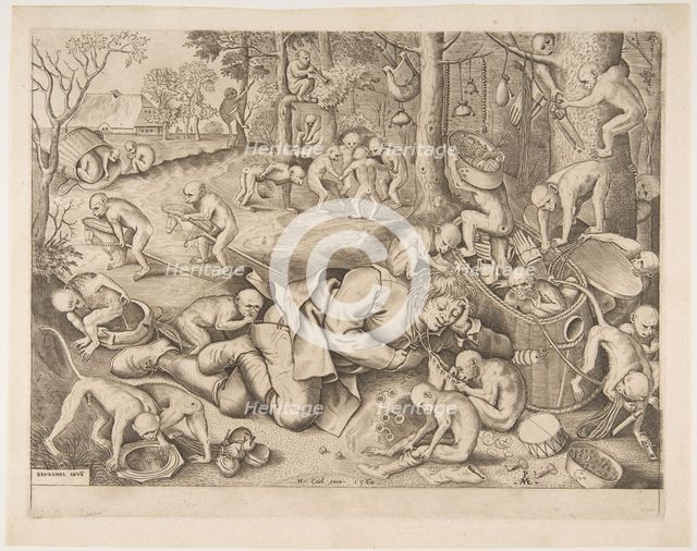The Merchant Robbed by Monkeys, 1562. Creators: Pieter van der Heyden, Pieter Bruegel the Elder.