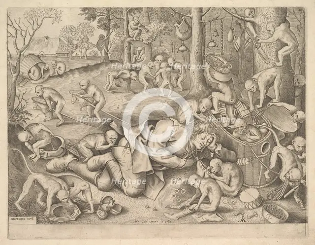 The Merchant Robbed by Monkeys, 1562. Creators: Pieter van der Heyden, Pieter Bruegel the Elder.