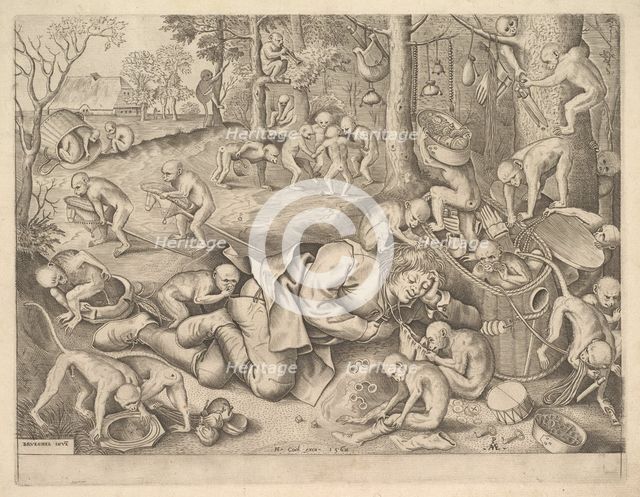 The Merchant Robbed by Monkeys, 1562. Creators: Pieter van der Heyden, Pieter Bruegel the Elder.
