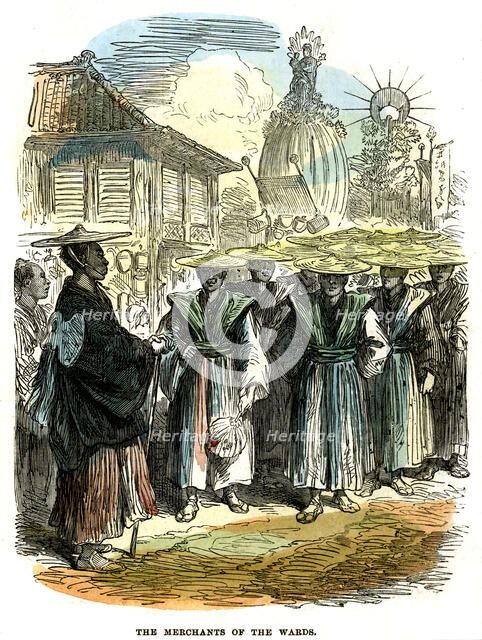 The merchants of the ward, New Year's festival procession at Yokohama, Japan, 1872. Artist: Unknown