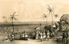 The merchants of Calicut seized and chained to a barren rock by order of Tippoo Saib (1847)