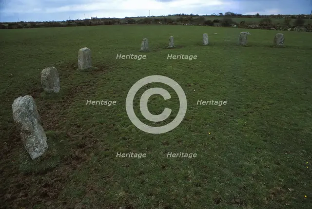 The Merry Maidens Stone Circle, Penwith, Cornwall, 20th century.  Artist: CM Dixon.