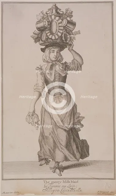 'The merry Milk Maid', Cries of London, (c1688?). Artist: Pierce Tempest