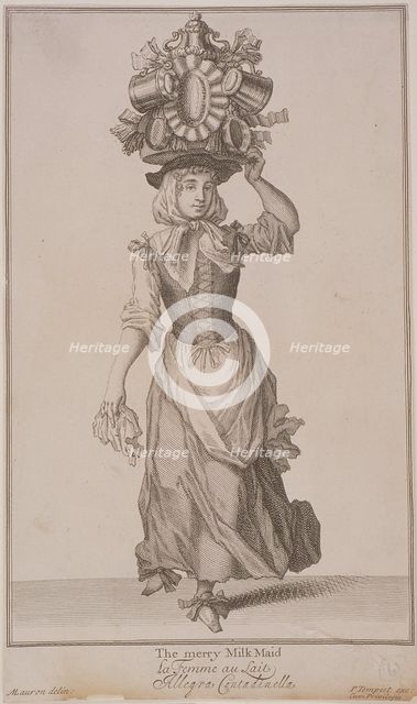 'The merry Milk Maid', Cries of London, (c1688?). Artist: Pierce Tempest