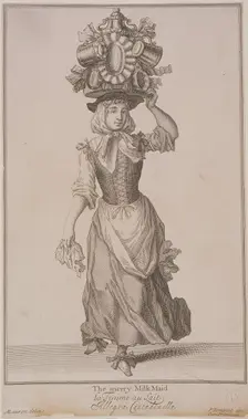 The merry Milk Maid Cries of London, (c1688?). Artist: Pierce Tempest