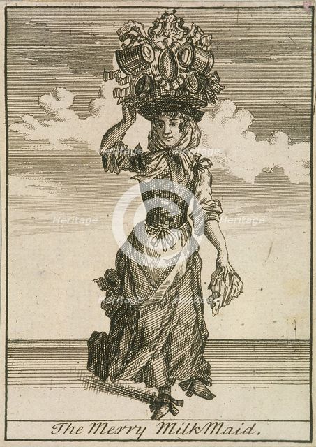 'The Merry MilkMaid', Cries of London, (c1688?). Artist: Anon