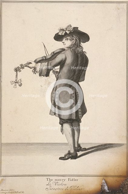 'The merry Fidler', Cries of London, (c1688?). Artist: John Savage