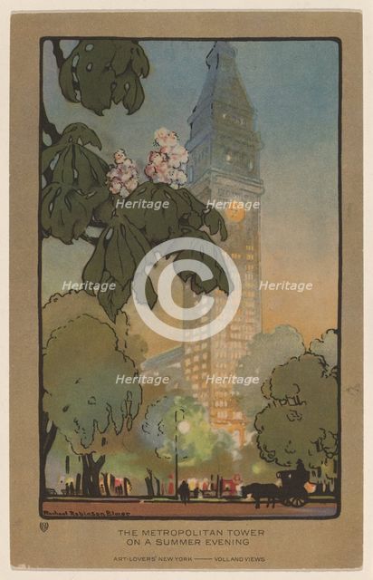 The Metropolitan Tower on A Summer Evening, 1914. Creator: Rachael Robinson Elmer.