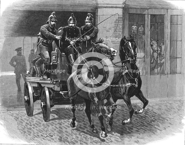 ''The Metropolitan Fire Brigade; Twenty five seconds after the Ringing of the Bell', 1888. Creator: Unknown.