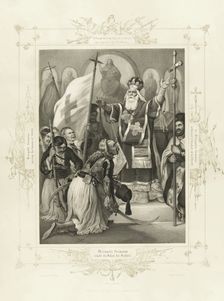 The Metropolitan Germanos raising the banner of freedom (From the Album of Greek Heroism). Artist: Hess, Peter von (1792–1871)