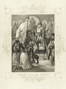 The Metropolitan Germanos raising the banner of freedom (From the Album of Greek Heroism), ca 1835. Artist: Hess, Peter von (1792–1871)