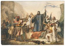 The Metropolitan Germanos raising the banner of freedom (Scene from the Greek struggle..., 1829. Creator: Lipparini, Ludovico (1802-1856)