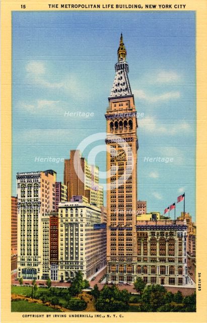 The Metropolitan Life Tower, New York City, New York, USA, 1933. Artist: Unknown