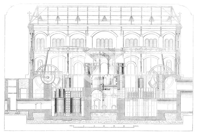 The Metropolitan Main-drainage works: machinery for lifting the sewage, 1864. Creator: Unknown.