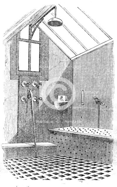 The Metropolitian Baths - the Douche and Shower Bath Room, 1858. Creator: Unknown.