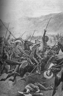 The Mexican Lancers Charged The Illinois Soldiers, 1902. Artist: Sidney E Paget