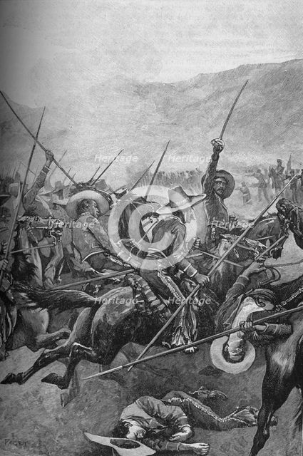 The Mexican Lancers Charged The Illinois Soldiers, 1902. Artist: Sidney E Paget.