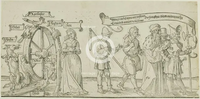 The Michelfeldt Tapestry (Allegory on Social Injustice), first part of three, 1526. Creator: Albrecht Durer.