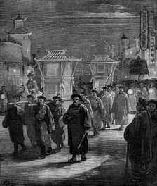 The Midnight Procession: tablets with titles of the bride - Chinese Imperial Marriage at Pekin, 1872 Creator: William James Palmer