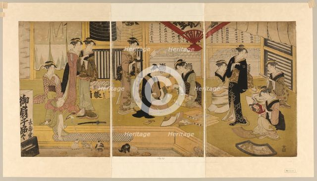 The Mieido Fan Shop, c. 1785/1800. Creator: Utagawa Toyokuni I.