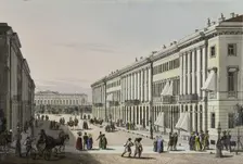 The Mikhailovskaya Street with view of the Michael Palace in St. Petersburg, First half of the 19th Artist: Beggrov, Karl Petrovich (1799-1875)