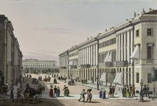The Mikhailovskaya Street with view of the Michael Palace in St. Petersburg, First half of the 19th Artist: Beggrov, Karl Petrovich (1799-1875)