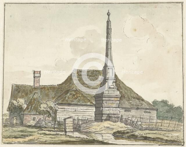 The milestone or ban pole at Halfweg, 1780. Creator: Jacques Kuyper.