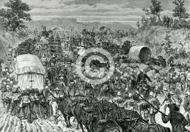 The military evacuation of Zululand in 1879. Creator: Melton Prior.
