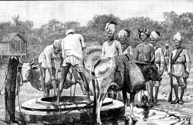 The Military Police of Burmah: guarding prisoners while drawing water, 1890. Creator: P Naumann.