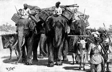 The Military Police of Burmah: forming escort of baggage animals on the march, 1890. Creator: Unknown