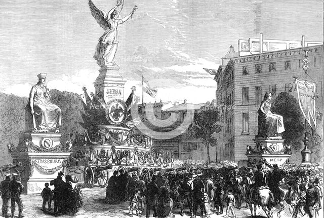 The Military Triumph at Berlin: the Sedan Trophy at the Potsdam Gate, 1871. Creator: Unknown.