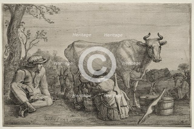 The Milkmaid, 1643. Creator: Gerrit Claesz. Bleker (Dutch, 1656).