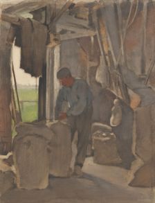 The miller, filling sacks, 1870-1923. Creator: Willem Witsen