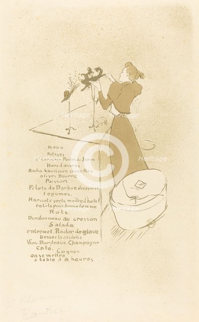 The Milliner (La Modiste - Renée Vert), 1893. Creator: Henri de Toulouse-Lautrec.