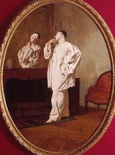 The mime actor Charles Deburau (1829-1873), in Pierrot's costume, c1850. Creator: Jean Pezous