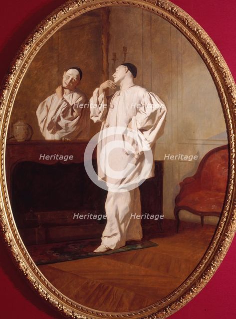 The mime actor Charles Deburau (1829-1873), in Pierrot's costume, c1850. Creator: Jean Pezous.