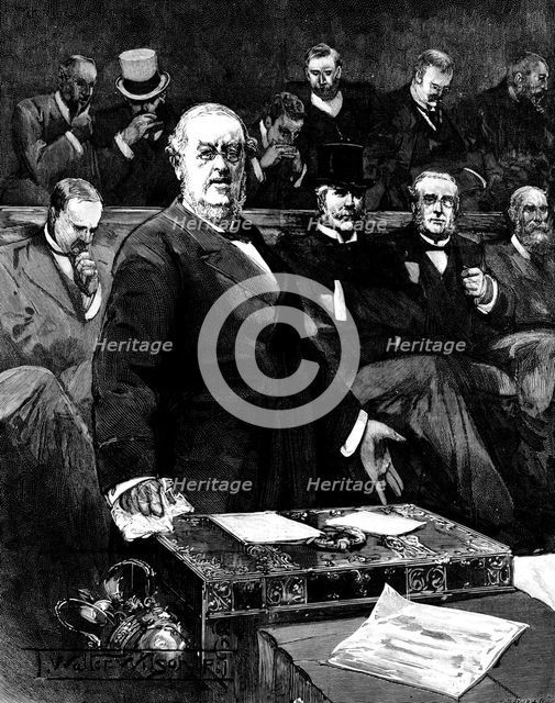 The Ministerial Crisis: Sir William Harcourt announcing the resignation of the Government..., 1895. Creator: R. Taylor & Co..