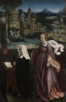 The Miser and Death (Inner doors): Saint Godelieve with donor, c1515. Creator: Provost (Provoost), Jan (1465-1529)