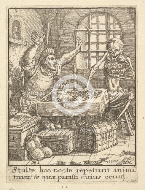 The Miser, from the Dance of Death, 1651. Creator: Wenceslaus Hollar.