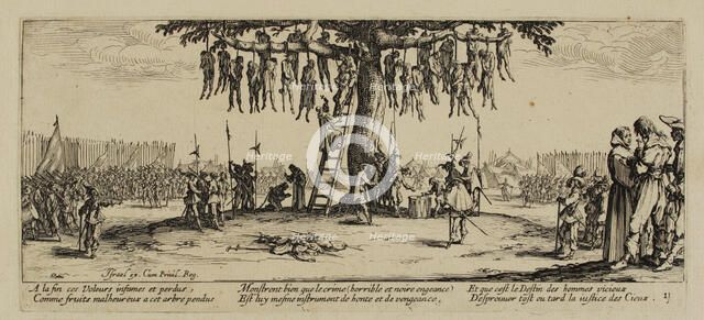 The Miseries of War, No. 11. The Hanging, 1633. Artist: Callot, Jacques (1592-1635)