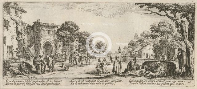 The Miseries and Misfortunes of War, folio 16: Dying Soldiers by the Roadside, 1633.