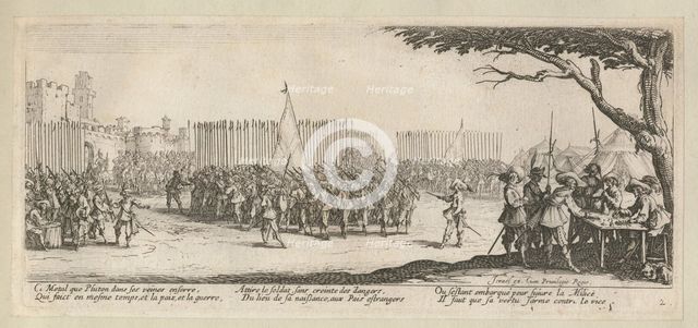 The Miseries and Misfortunes of War, folio 2: The Enrollment of the Troops, 1633.