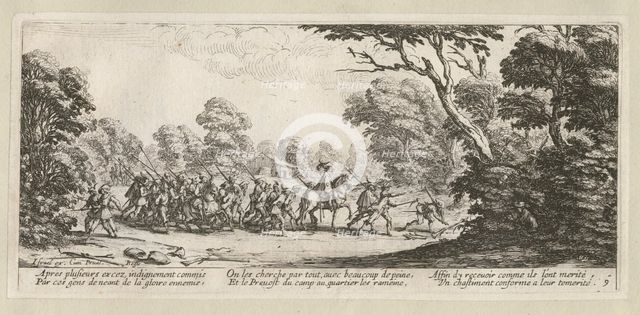 The Miseries and Misfortunes of War, folio 9: Seizure of the Criminal Soldiers, 1633.